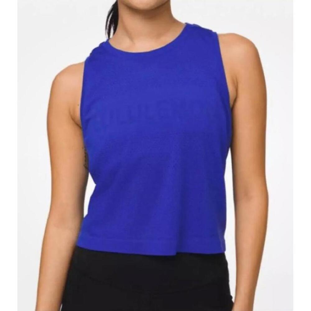 NWT Lululemon Breeze By Muscle Crop Tank Jet Stream Blue Size 6